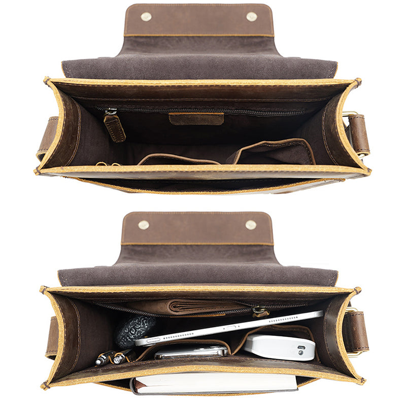 Crazy Horse Leather Bags For Men Handmade Leather Messenger Bags Retro Leather Shoulder Bags For Men