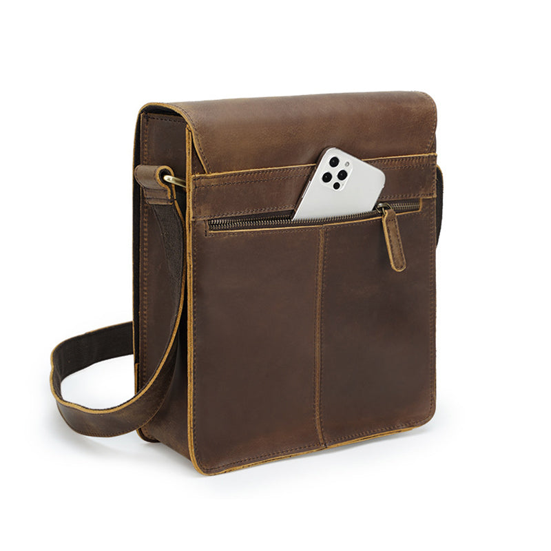 Crazy Horse Leather Bags For Men Handmade Leather Messenger Bags Retro Leather Shoulder Bags For Men