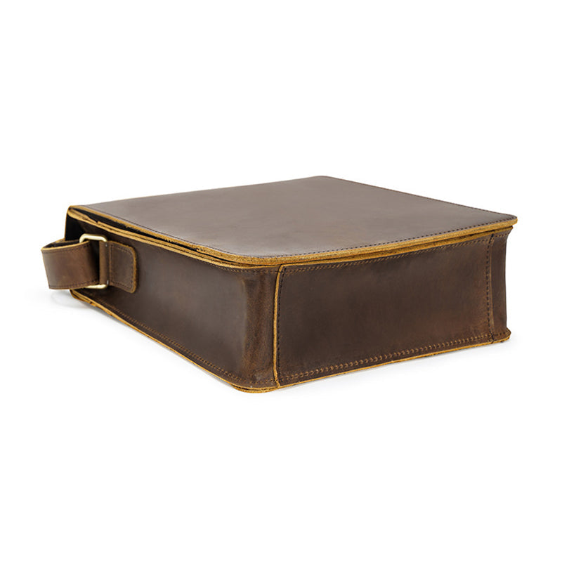 Crazy Horse Leather Bags For Men Handmade Leather Messenger Bags Retro Leather Shoulder Bags For Men
