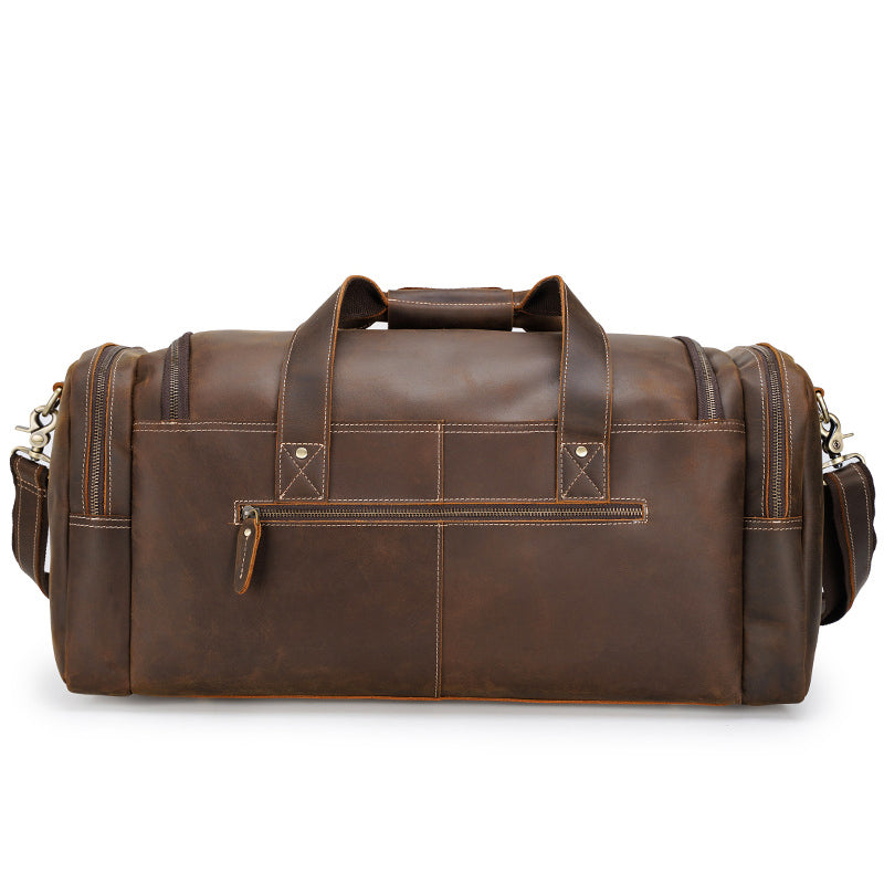 Men's Handmade Crazy Horse Leather Duffle, Vintage Travel Bag
