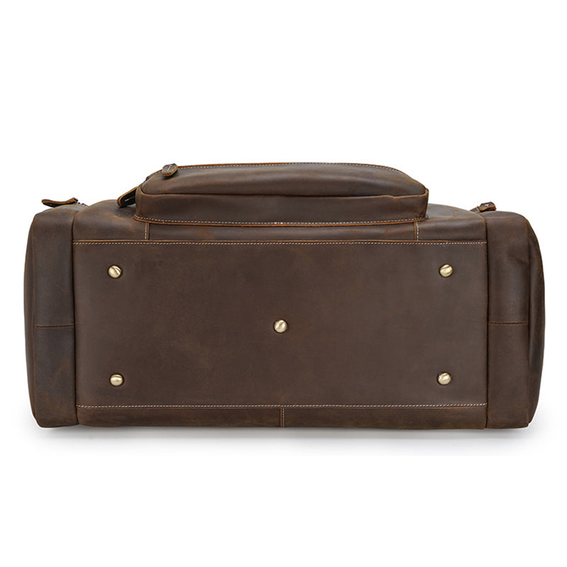 Men's Handmade Crazy Horse Leather Duffle, Vintage Travel Bag