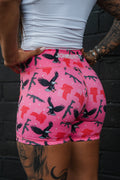 Women's High-Waisted Seamless Front Compression Training Shorts | Pink Victory