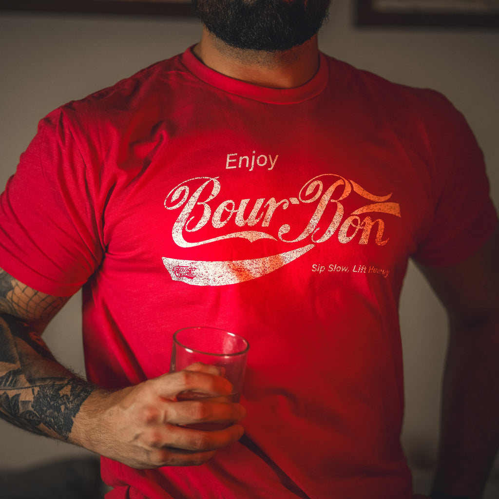 Bourbon "Sip Slow, Lift Heavy" Red - Tee