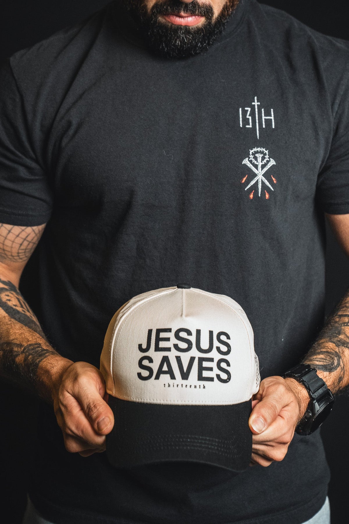 Jesus Saves Ivory and Black Snapback
