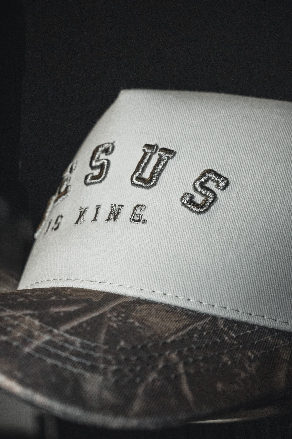 Jesus is King - Ivory and Deadwood Camo Snapback