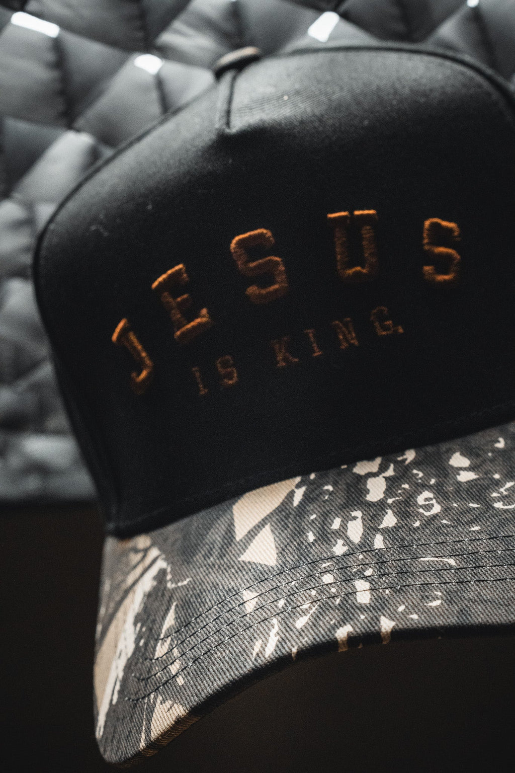 Jesus is King - Black and Darkwood Camo Snapback