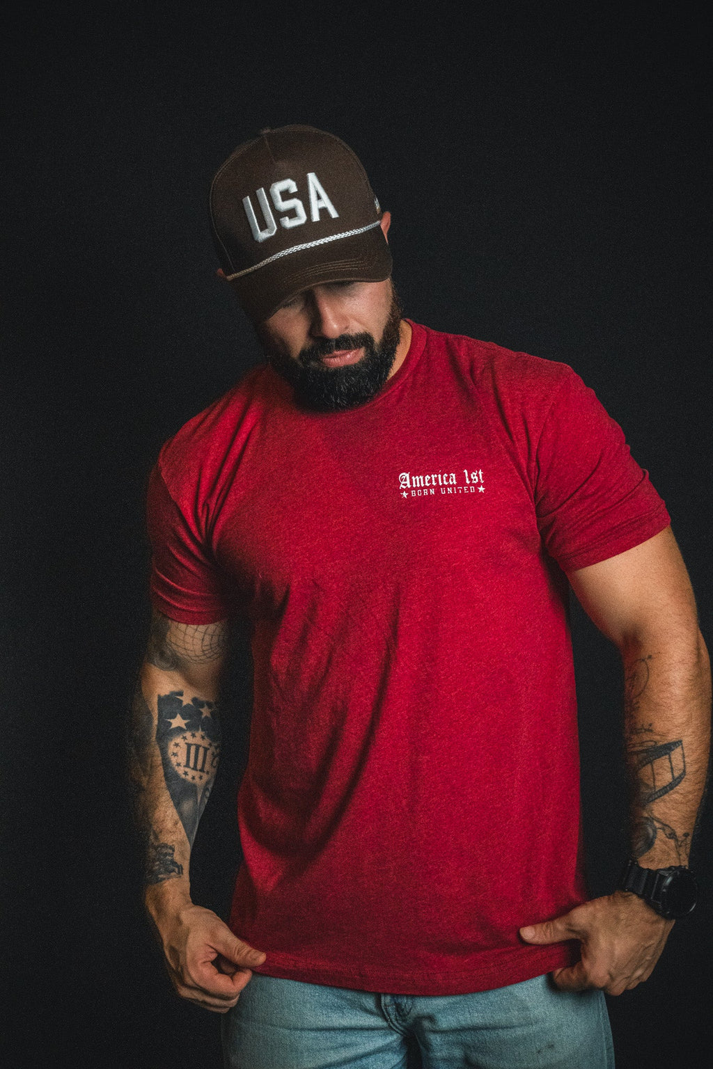 USA Brown Snapback Hat