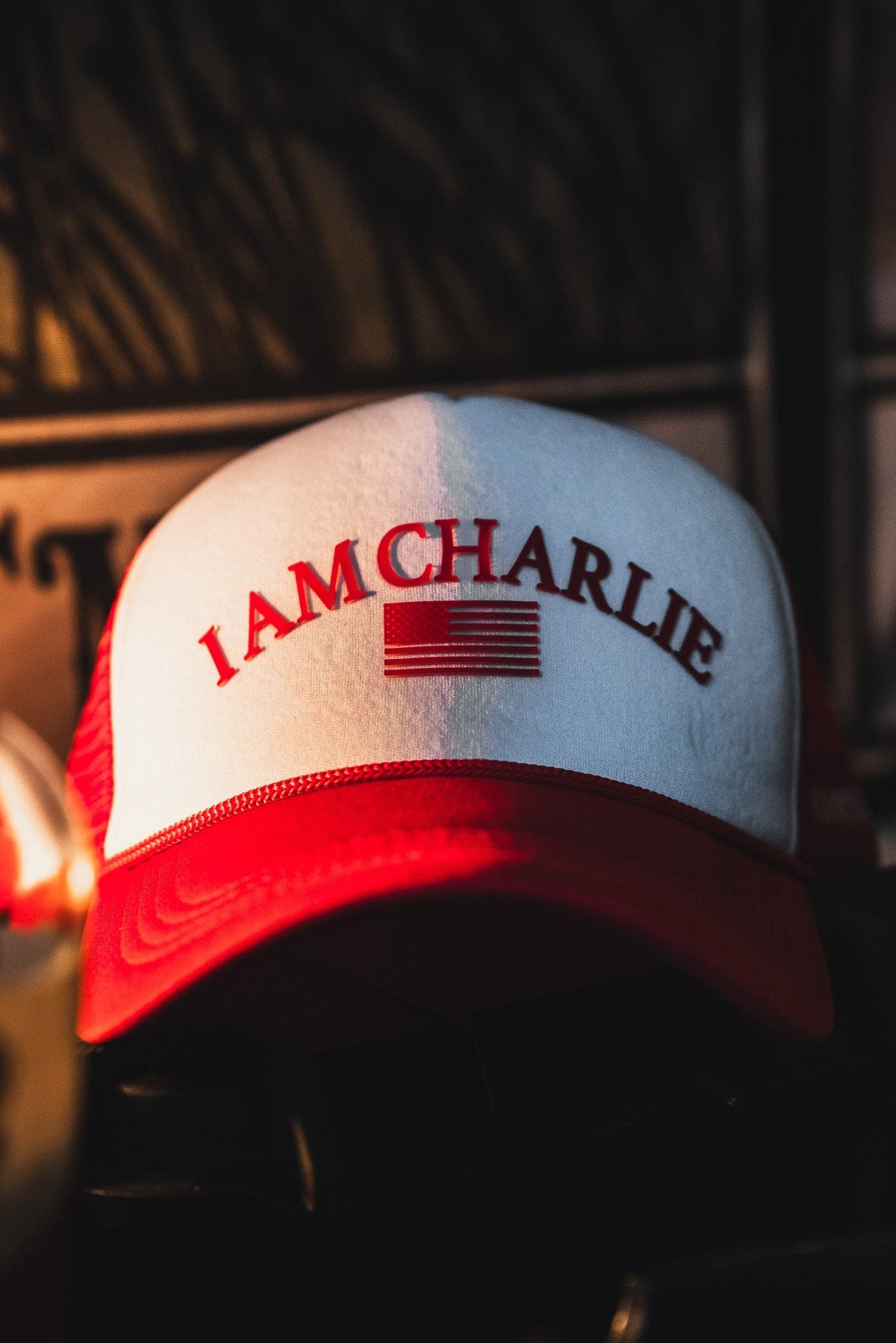 I Am Charlie Red Trucker Snapback