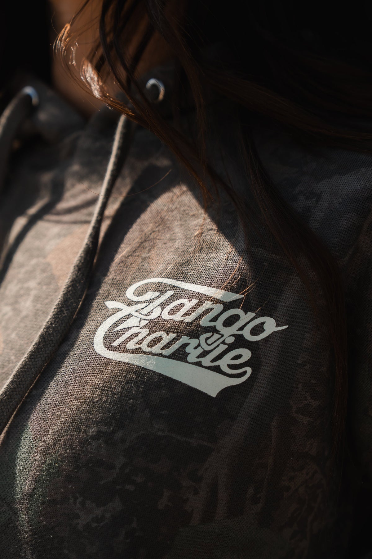 Lift Heavy. Trust God. - Premium Darkwood Camo Hoodie