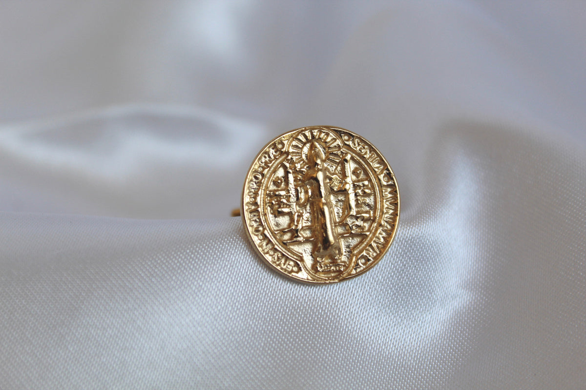 St. Benedict Cufflinks in Gold Vermeil