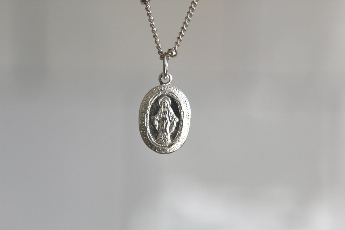 Dainty Miraculous Medal Necklace in Silver