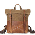 Waxed Canvas Vintage Backpack, handmade Rucksack, Hiking Bag FX1008