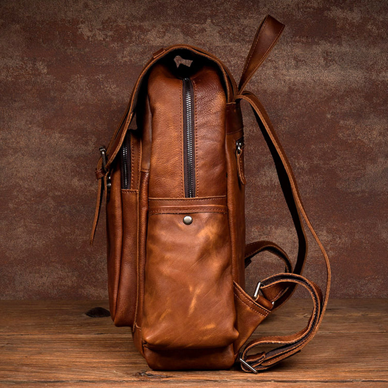 Full Grain Leather Backpack For Mens Handmade Leather Laptop Backpack Leather Travel Rucksack MS158