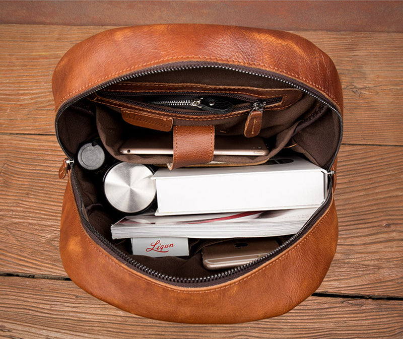 Full Grain Leather Backpack For Mens Handmade Leather Laptop Backpack Leather Travel Rucksack MS158