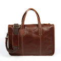 Full Grain Leather Briefcase, Vintage Leather Shoulder Bag, Handmade Messenger Bag For Men