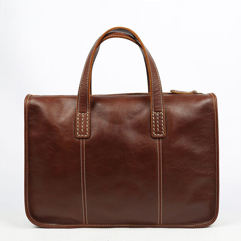 Full Grain Leather Briefcase, Vintage Leather Shoulder Bag, Handmade Messenger Bag For Men