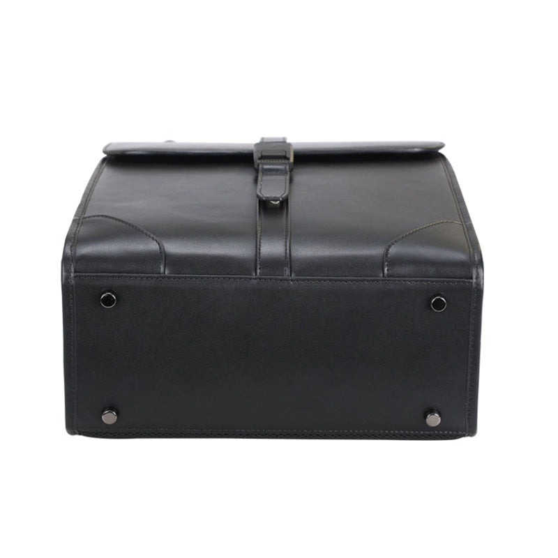 Full Grain Leather Men's Business Backpack 14 inch Laptop Backpack Black Leather Work Backpack School Backpack