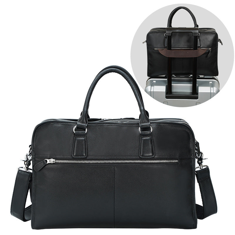 Full Grain Leather Mens Briefcase 17 Inch Leather Laptop Bag Mens Large Business Shoulder Bag Messenger Bag