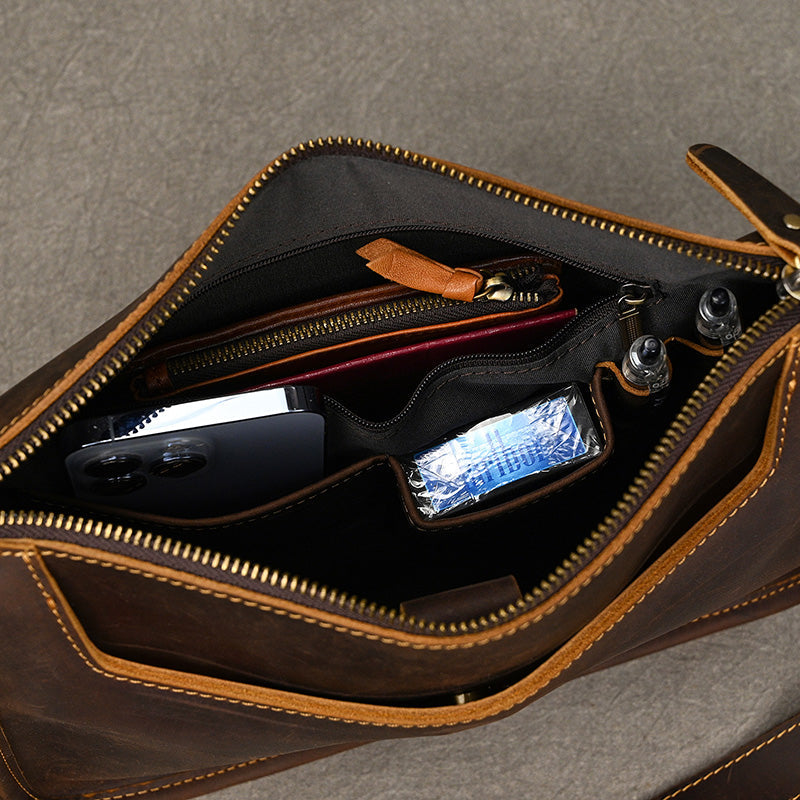 Full Grain Leather Mens Messenger Bag Handcrafted Leather Shoulder Bag Leather Satchel Bag Men Office Bag Work Briefcase