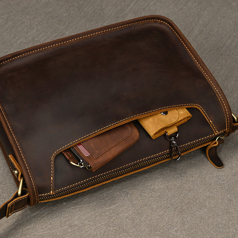 Full Grain Leather Mens Messenger Bag Handcrafted Leather Shoulder Bag Leather Satchel Bag Men Office Bag Work Briefcase