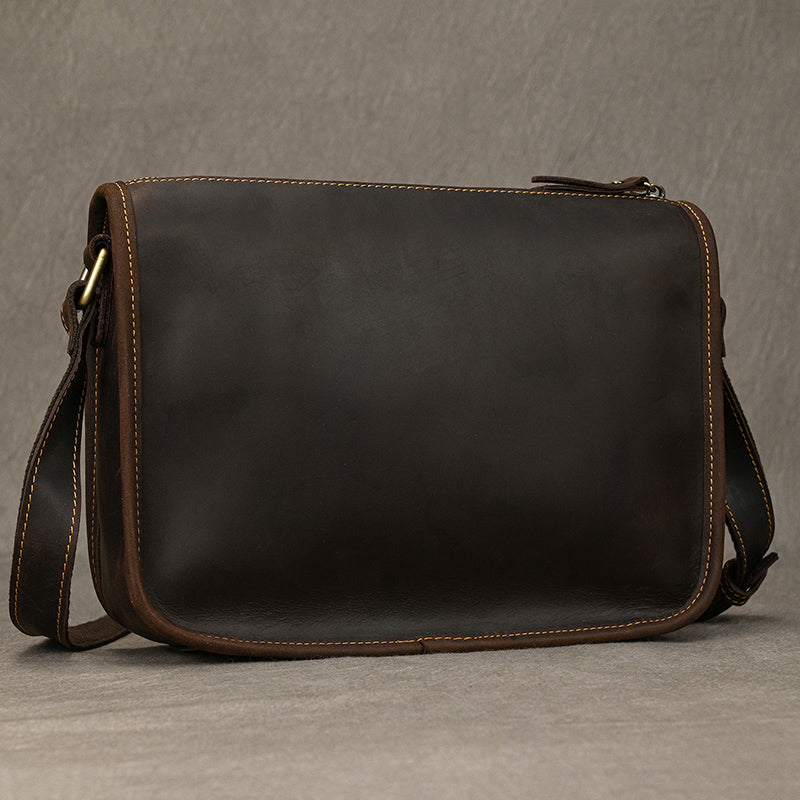 Full Grain Leather Mens Messenger Bag Handcrafted Leather Shoulder Bag Leather Satchel Bag Men Office Bag Work Briefcase