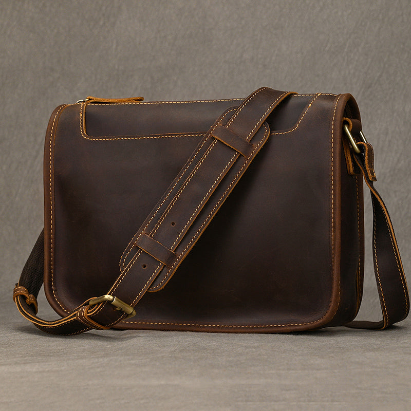 Full Grain Leather Mens Messenger Bag Handcrafted Leather Shoulder Bag Leather Satchel Bag Men Office Bag Work Briefcase
