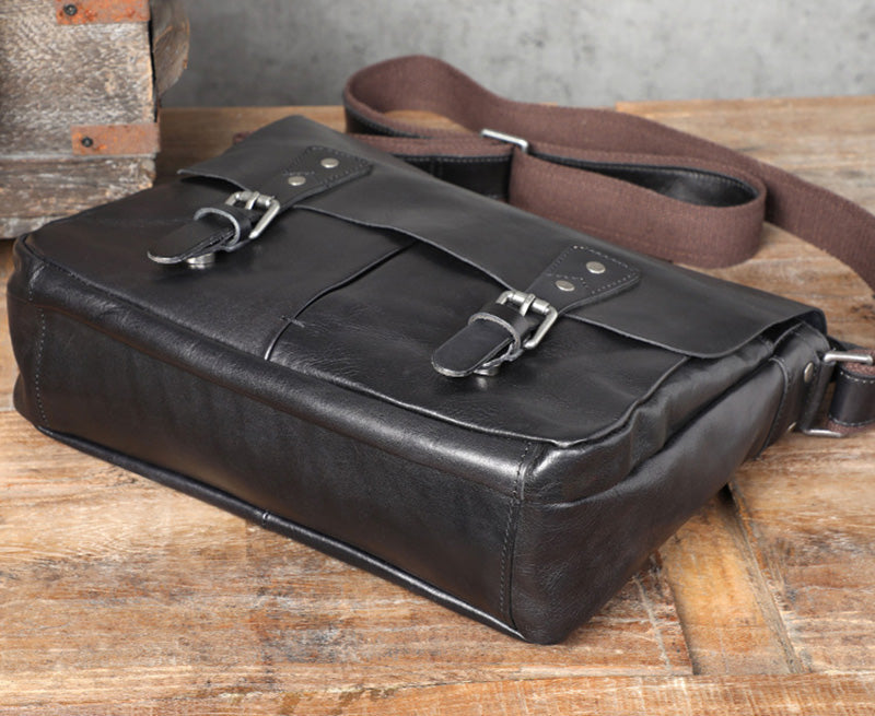 Full Grain Leather Messenger Bag Mens Leather Shoulder Bag Vintage Handmade Crossbody Bag Satchel