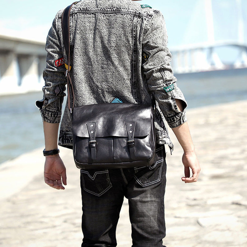Full Grain Leather Messenger Bag Mens Leather Shoulder Bag Vintage Handmade Crossbody Bag Satchel