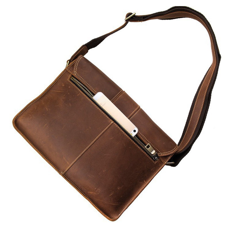 Full Grain Leather Messenger Bag Vintage Leather Shoulder Bag For Men Leather Crossbody Bag