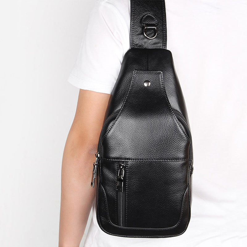 Full Grain Leather Sling Bag Mens Leather Chest Pack Stylish Leather Chest Bag JMD4004