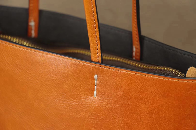Full Grain Leather Tote Bag Women Leather Purse Leather Shopping Bag Woman Shoulder Bag Everyday Use Tote