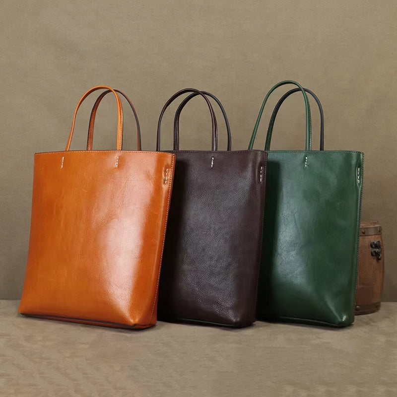 Full Grain Leather Tote Bag Women Leather Purse Leather Shopping Bag Woman Shoulder Bag Everyday Use Tote