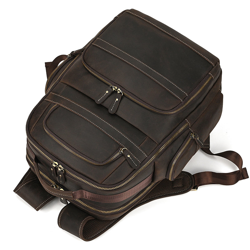 Full Grain Leather Travel Bag Large Leather Backpack For Men Backpack School Bag Leather Daypack Men Office Backpack