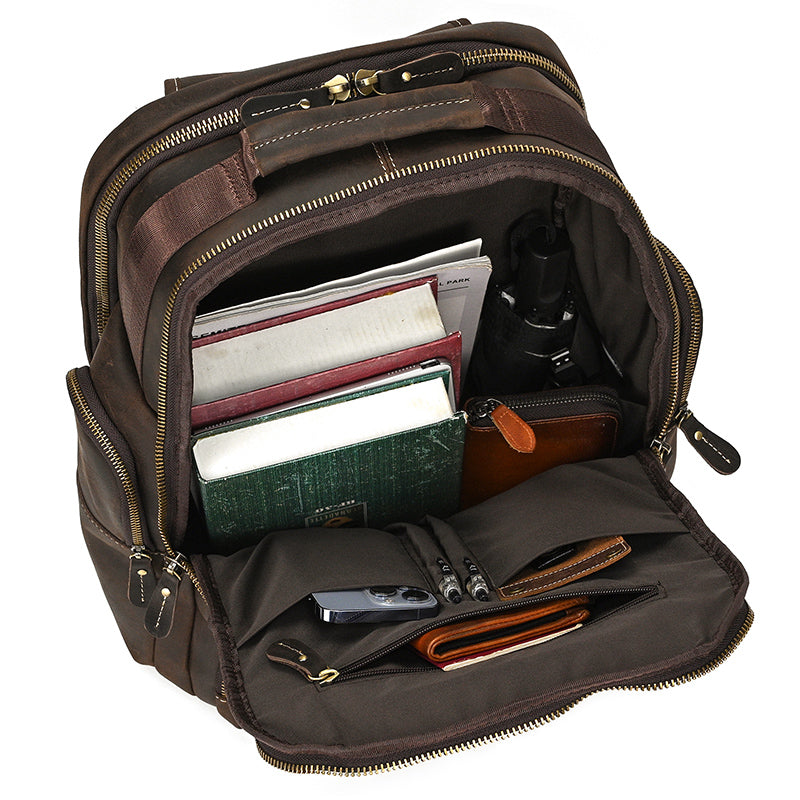 Full Grain Leather Travel Bag Large Leather Backpack For Men Backpack School Bag Leather Daypack Men Office Backpack