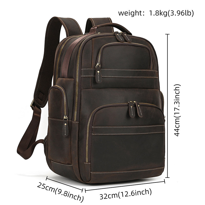 Full Grain Leather Travel Bag Large Leather Backpack For Men Backpack School Bag Leather Daypack Men Office Backpack