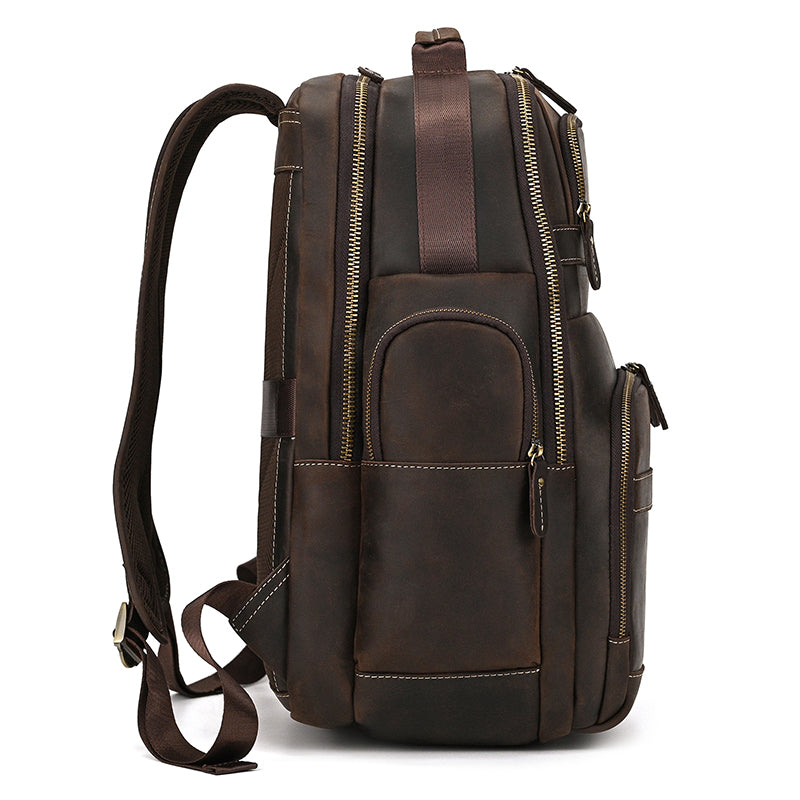 Full Grain Leather Travel Bag Large Leather Backpack For Men Backpack School Bag Leather Daypack Men Office Backpack