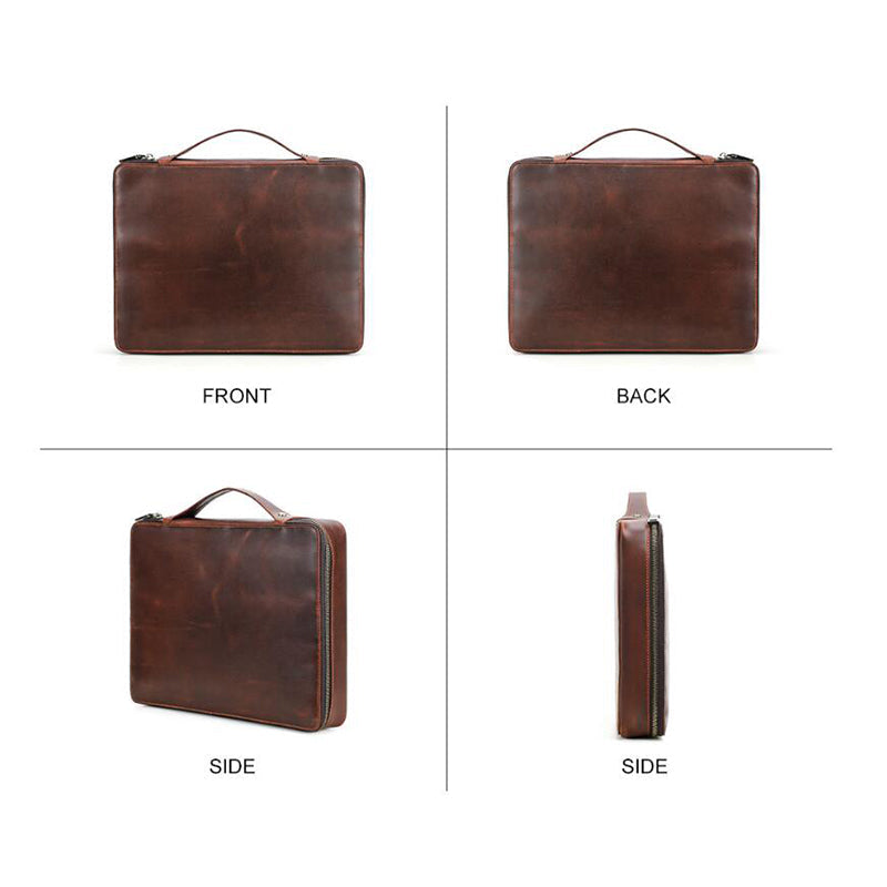 Full Grain Leather Travel Cable Organizer Bag Travel Electronics Accessories Bag Leather Tech Organizer