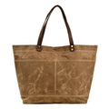 Waxed Canvas Shoulder Bag with Leather Handle, Canvas Everyday Tote Bag, Unisex Handbag
