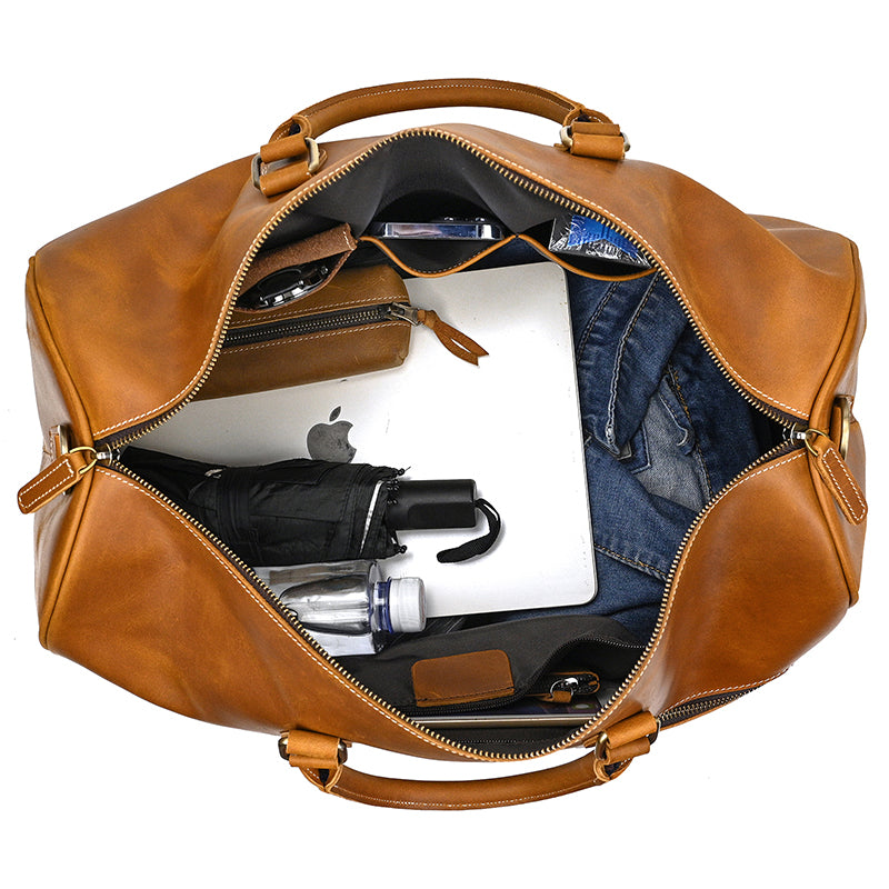 Handcrafted Leather Weekender Bag Retro Full Grain Leather Duffle Bag Mens Leather Carry-on Bag Large Vacation Holidays Travel Bag