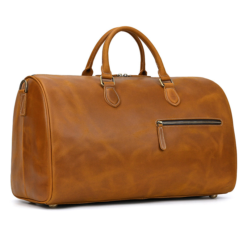 Handcrafted Leather Weekender Bag Retro Full Grain Leather Duffle Bag Mens Leather Carry-on Bag Large Vacation Holidays Travel Bag