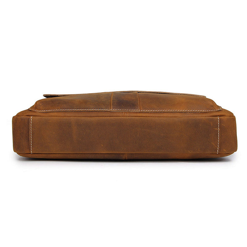 Handmade Crazy Horse Leather Briefcase Men's Business Cross Body Bags Leather Handbags 7113