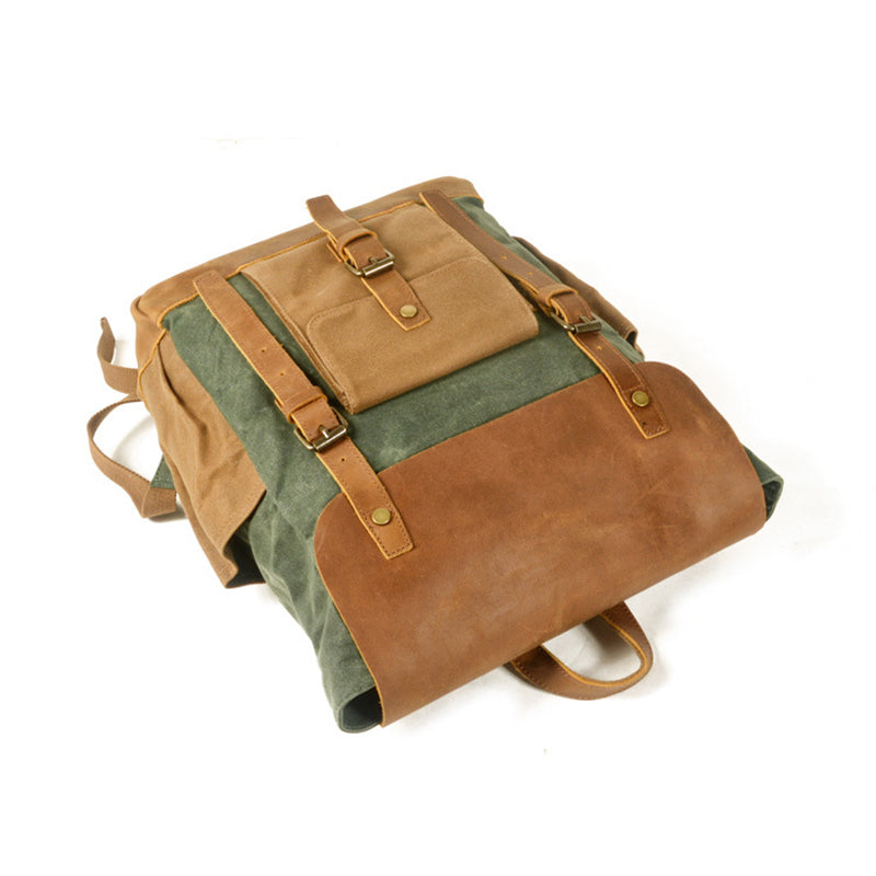 Handmade Waxed Canvas Laptop Backpack, Canvas Travel Backpack Unisex School Backpack