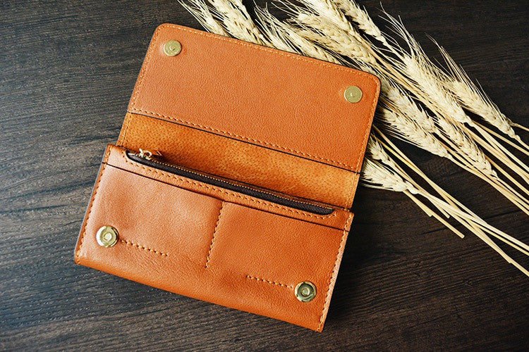 Custom Handmade Vegetable Tanned Italian Leather Card Holder Leather Wallet Money Purse Clutch D053