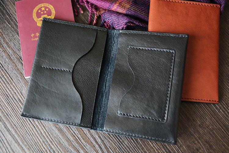 Custom Handmade Vegetable Tanned Italian Leather Passport Holder Wallet Clutch D050