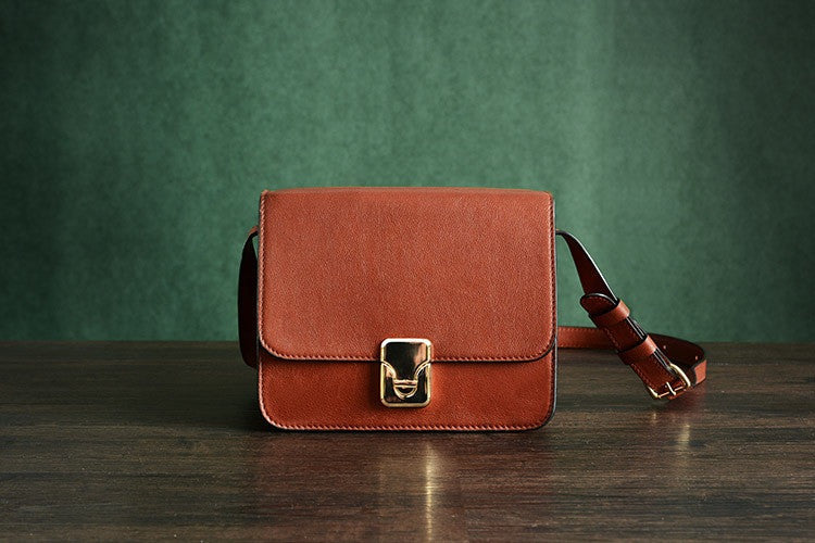 Custom Handmade Vegetable Tanned Italian Leather Shoulder Bag Satchel Bag Women Pouch Bag D048