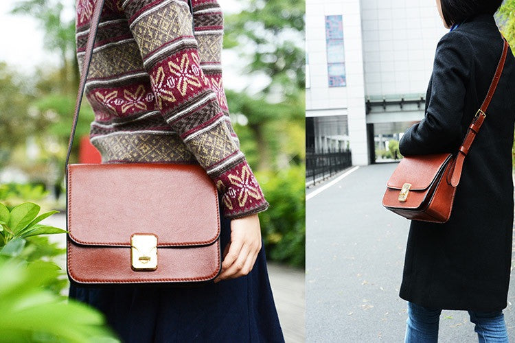 Custom Handmade Vegetable Tanned Italian Leather Shoulder Bag Satchel Bag Women Pouch Bag D048