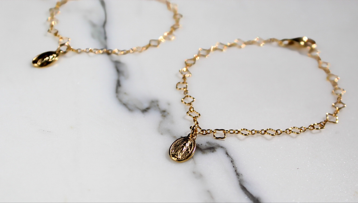 Miraculous Medal Floral Bracelet