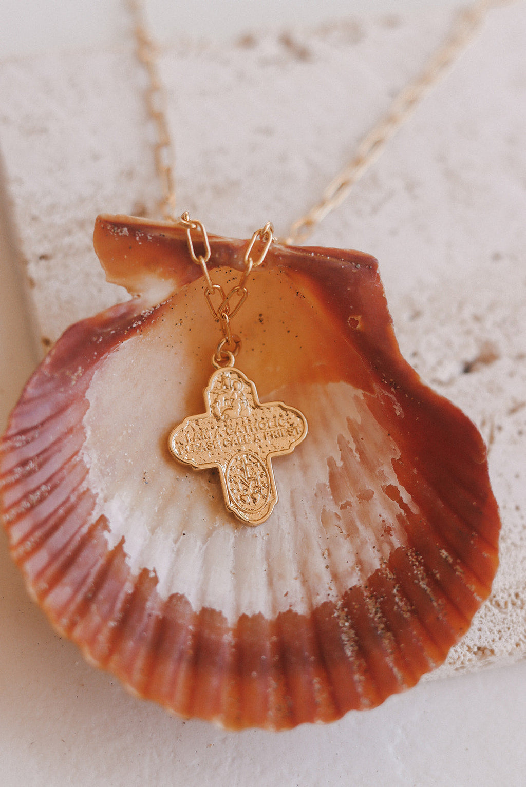 Four Way Cross Necklace - Paperclip Chain