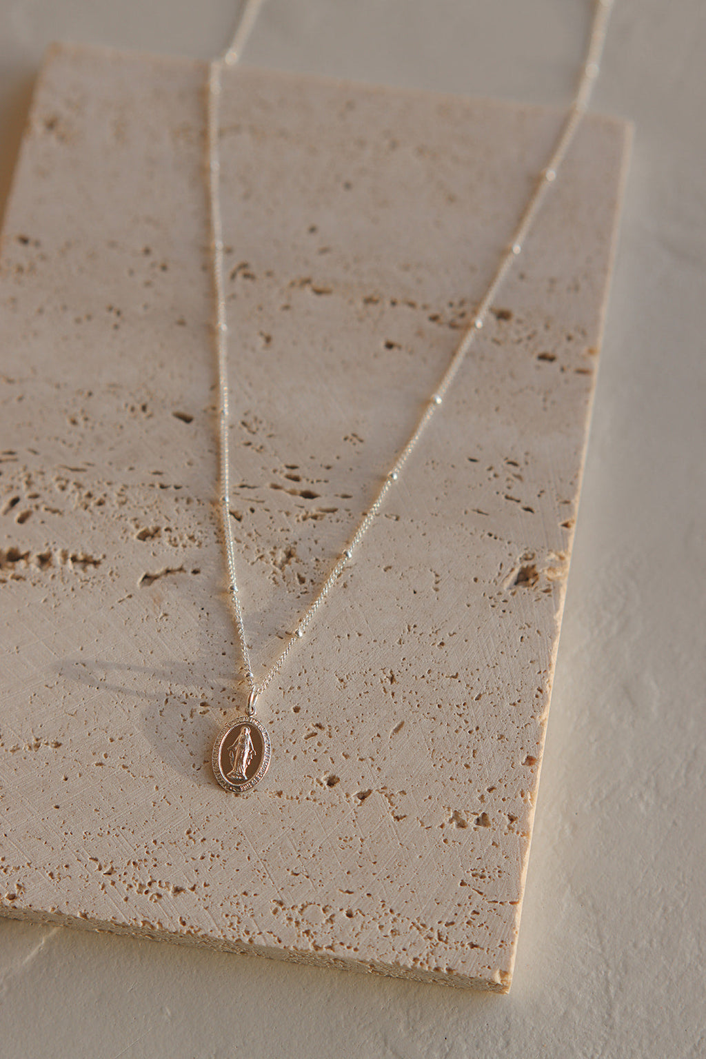 Dainty Miraculous Medal Necklace in Silver