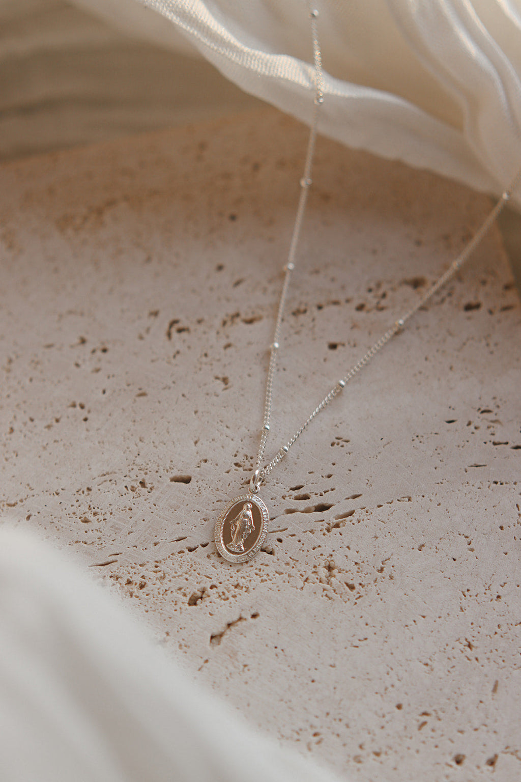 Dainty Miraculous Medal Necklace in Silver